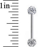 14G 9/16 Clear Ferido Gem White Ball Ends Barbell Nipple Ring Set
