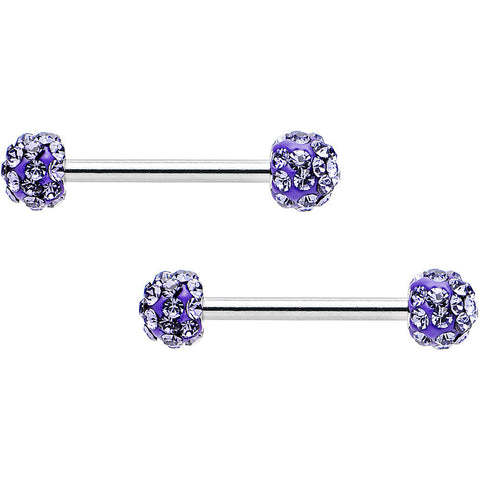 14G 9/16 Purple Ferido Purple Ball Ends Nipple Barbell Set