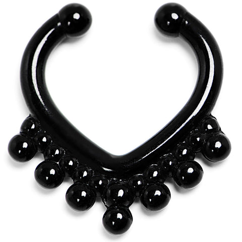 Black Acrylic Eastern Inspiration Clip On Fake Septum Ring