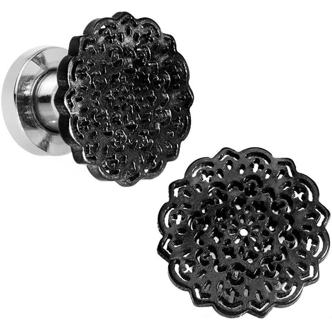 4G Stainless Steel Black IP Lotus Flower Screw Fit Double Flare Plug Set