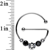 Black and Clear Universal Nipple Ring Set Created with Crystals