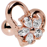 Clear CZ Rose Gold Plated Heart Cartilage Earring 16G 1/4