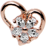 Clear CZ Rose Gold Plated Heart Cartilage Earring 16G 1/4