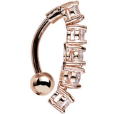 Clear Cubic Zirconia Rose Gold Plated Cinco Top Mount Belly Ring