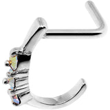 18G Aurora Gem Steel Faux Hoop L Shaped Nose Ring