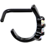 18G Aurora Gem Black PVD Faux Hoop L Shaped Nose Ring