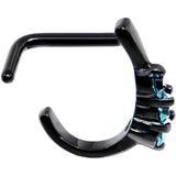 18G Aqua Gem Black PVD Faux Hoop L Shaped Nose Ring