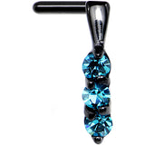 18G Aqua Gem Black PVD Faux Hoop L Shaped Nose Ring