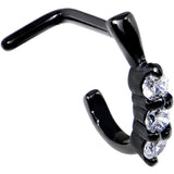 18G Clear Gem Black PVD Faux Hoop L Shaped Nose Ring