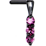 18G Pink Gem Black PVD Faux Hoop L Shaped Nose Ring