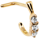 18G Clear Gem Gold PVD Faux Hoop L Shaped Nose Ring