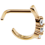 18G Clear Gem Gold PVD Faux Hoop L Shaped Nose Ring