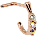 18G Aurora Gem Rose Gold PVD Faux Hoop L Shaped Nose Ring