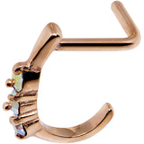 18G Aurora Gem Rose Gold PVD Faux Hoop L Shaped Nose Ring