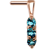 18G Aqua Gem Rose Gold PVD Faux Hoop L Shaped Nose Ring