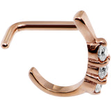 18G Clear Gem Rose Gold PVD Faux Hoop L Shaped Nose Ring