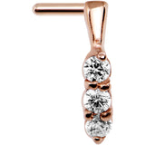 18G Clear Gem Rose Gold PVD Faux Hoop L Shaped Nose Ring