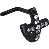 18G Clear Gem Black PVD Cross Faux Hoop L Shaped Nose Ring