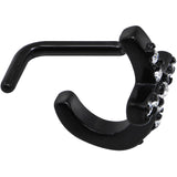 18G Clear Gem Black PVD Cross Faux Hoop L Shaped Nose Ring