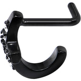 18G Clear Gem Black PVD Cross Faux Hoop L Shaped Nose Ring