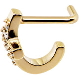 18G Clear Gem Gold PVD Cross Faux Hoop L Shaped Nose Ring