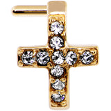18G Clear Gem Gold PVD Cross Faux Hoop L Shaped Nose Ring