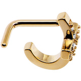 18G Clear Gem Gold PVD Cross Faux Hoop L Shaped Nose Ring