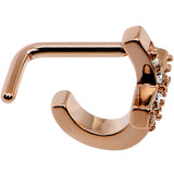 18G Clear Rose Gold PVD Cross Faux Hoop L Shaped Nose Ring