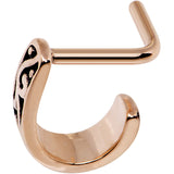 18G Rose Gold PVD Swirl Deco Faux Hoop L Shaped Nose Ring