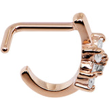 18G Gem Rose Gold PVD Flower Faux Hoop L Shaped Nose Ring
