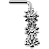 18G Steel Daisy Flower Chain Faux Hoop L Shaped Nose Ring