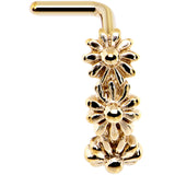 18G Gold PVD Daisy Flower Chain Faux Hoop L Shaped Nose Ring
