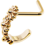 18G Gold PVD Daisy Flower Chain Faux Hoop L Shaped Nose Ring
