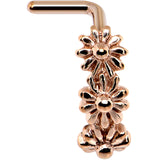 18G Rose Gold PVD Daisy Flower Chain Faux Hoop L Shaped Nose Ring
