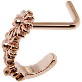 18G Rose Gold PVD Daisy Flower Chain Faux Hoop L Shaped Nose Ring