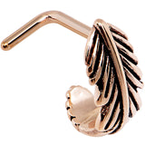 18G Rose Gold PVD Feather Faux Hoop L Shaped Nose Ring