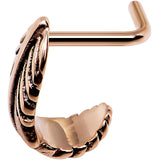 18G Rose Gold PVD Feather Faux Hoop L Shaped Nose Ring