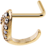 18G Clear Gem Gold PVD Leaf Faux Hoop L Shaped Nose Ring