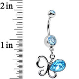 Aqua Gem There and Gone Again Bashful Butterfly Dangle Belly Ring