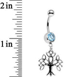 Aqua Gem Celtic Knot Triquetra Tree of Life Dangle Belly Ring
