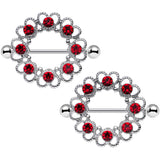 14G 1 1/16 Red Gem Daring Little Devil Halo Heart Nipple Shield Set