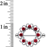 14G 1 1/16 Red Gem Daring Little Devil Halo Heart Nipple Shield Set