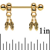 14G Gold Anodized Fair Weather Feather Dangle Nipple Ring Set