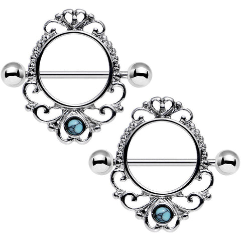 14G 3/4 Faux Turquoise Decadent Dalliance Nipple Shield Set