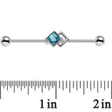 14G Faux Turquoise Art Deco Industrial Barbell 38mm