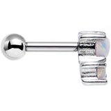 18G White Synthetic Opal Steel Triad Tragus Cartilage Earring
