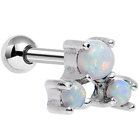 18G White Synthetic Opal Steel Triad Tragus Cartilage Earring