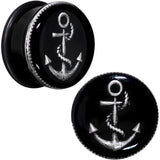 7/8 Black PVD Simply Seaworthy Anchor Single Flare Plug Set