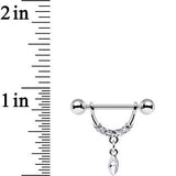 14G 3/4 Clear Gem Steel Drip Drop Dangle Nipple Ring Set