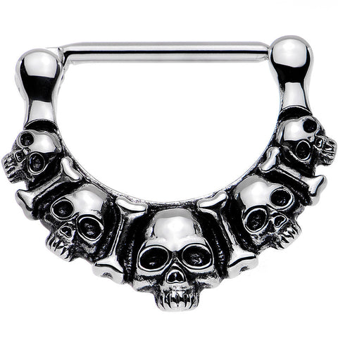 316L Stainless Steel Five Scary Skulls Nipple Clicker